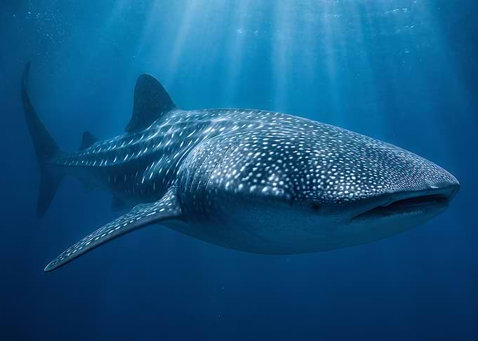 Whale Shark Swimming in Blue Ocean