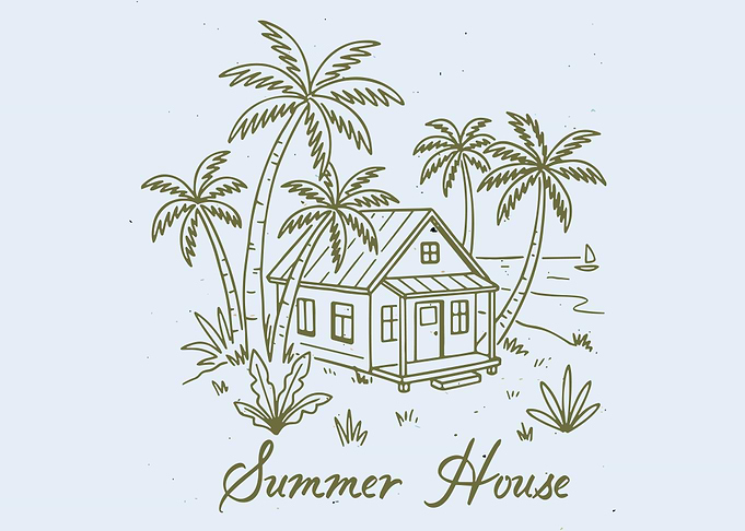 Summer House Tropical Beach Cottage Wall Art Print | Coastal Vacation Poster