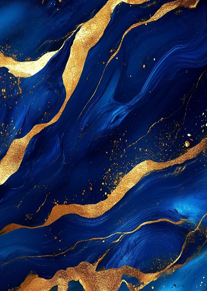 Abstract Blue and Gold Marble Texture