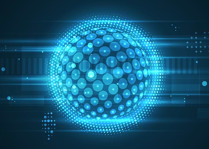 Abstract Blue Digital Sphere