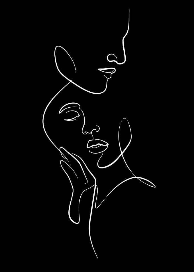 Minimalist Line Art of Two Faces