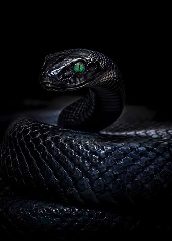 Black Snake with Green Eyes