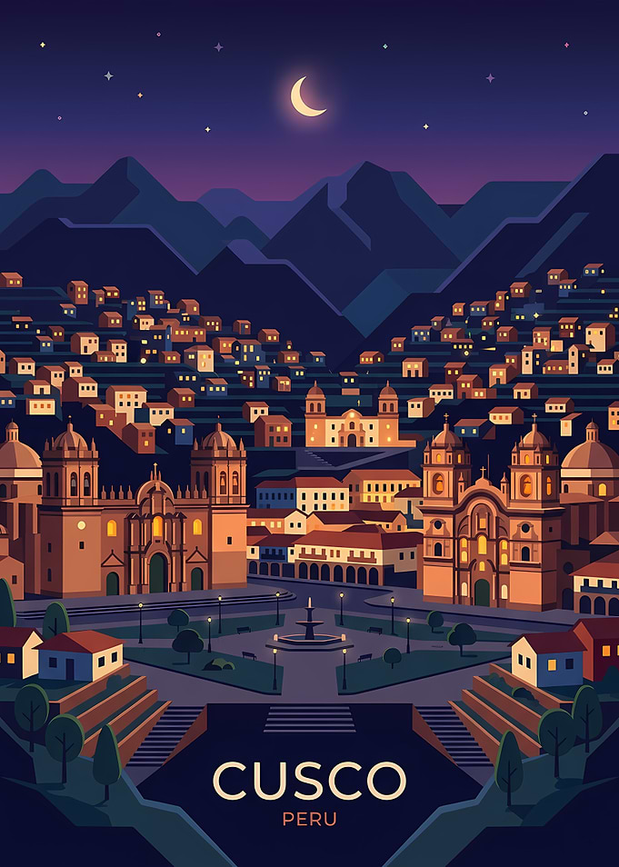Cusco Peru Cityscape at Night
