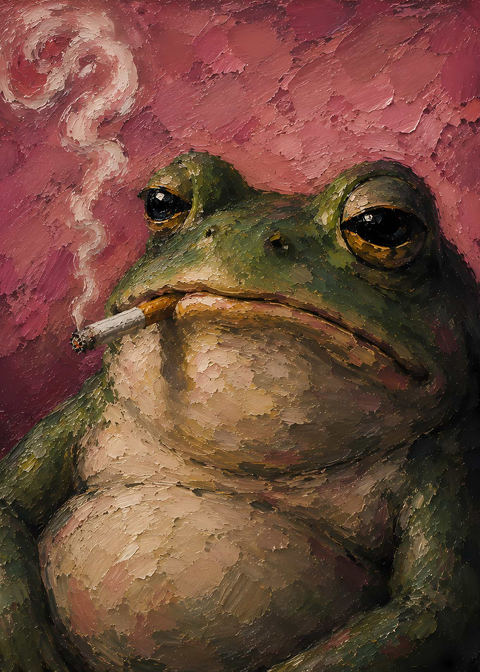 Frog Smoking a Cigarette