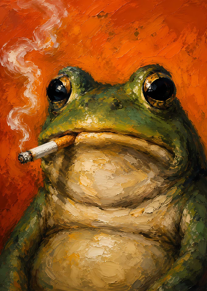 Frog Smoking a Cigarette