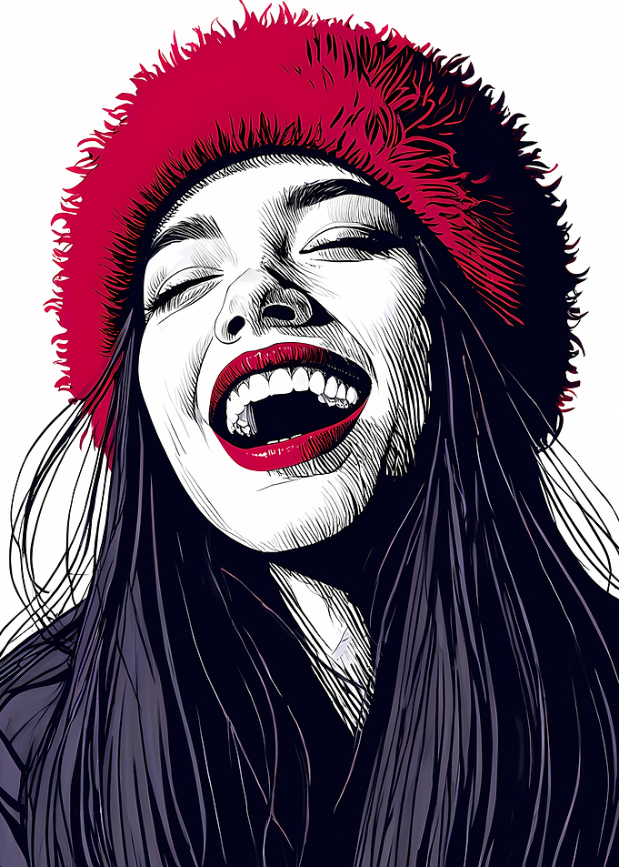 Woman in Red Hat Laughing