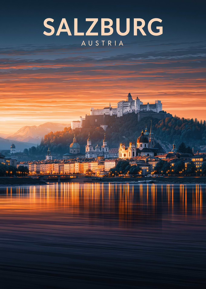 Salzburg Austria Cityscape at Sunset