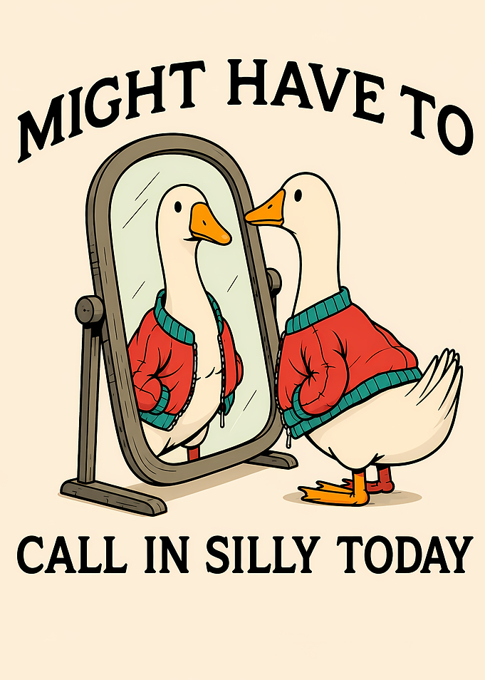 Duck in a Jacket Looking in Mirror