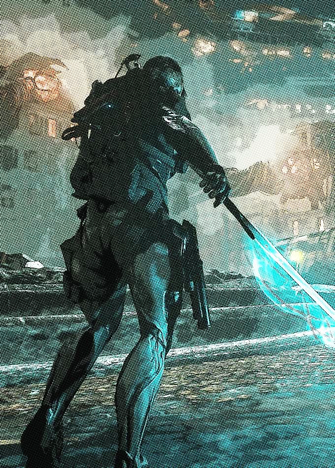 Futuristic Warrior with Energy Sword