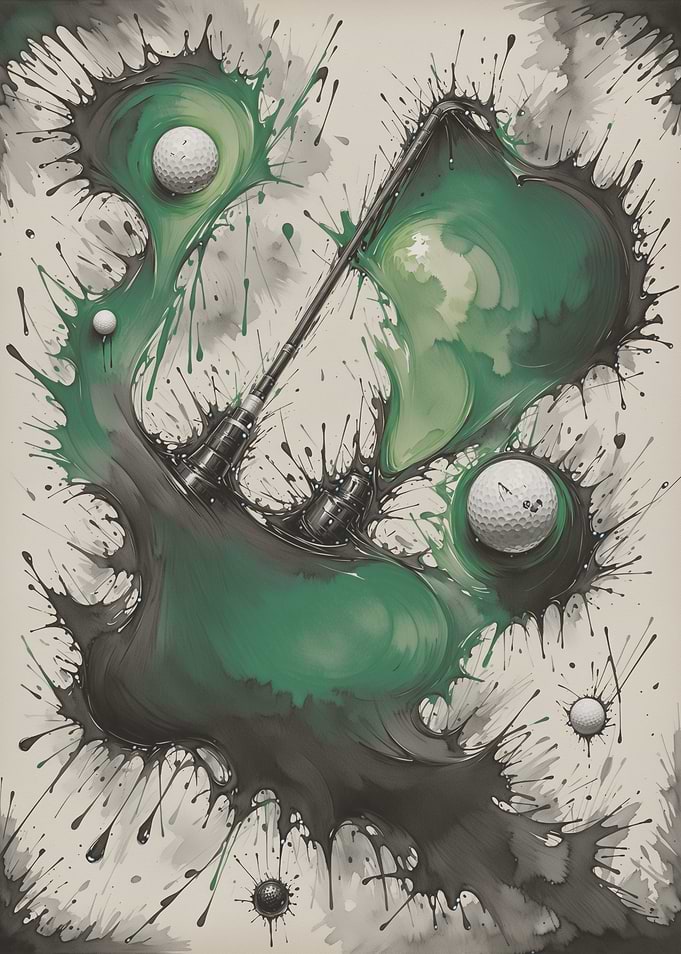 Golf Flag and Balls Abstract Art
