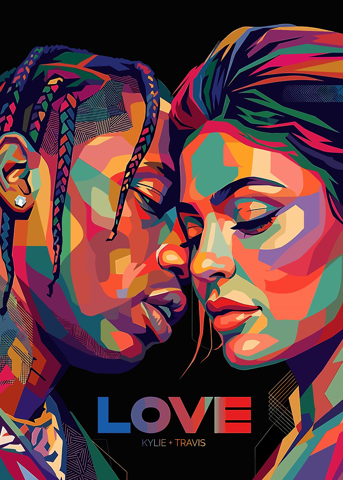 Kylie Jenner and Travis Scott Pop Art