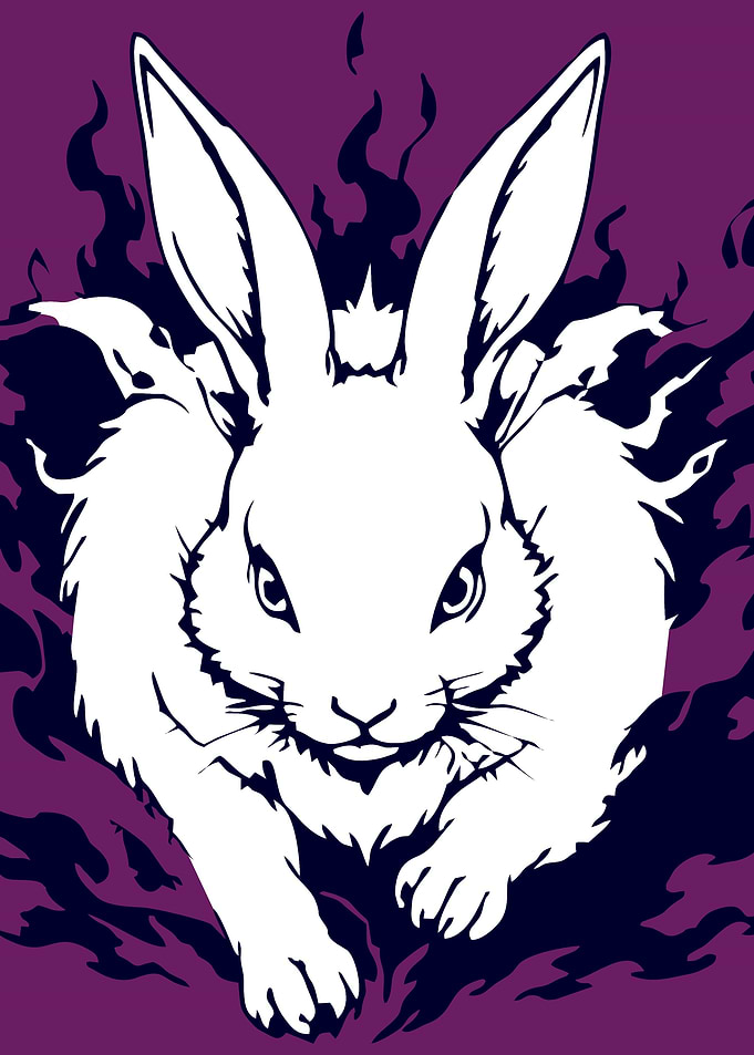 White Rabbit with Dark Flames