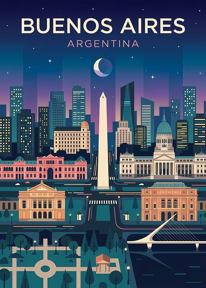 Buenos Aires Skyline at Night