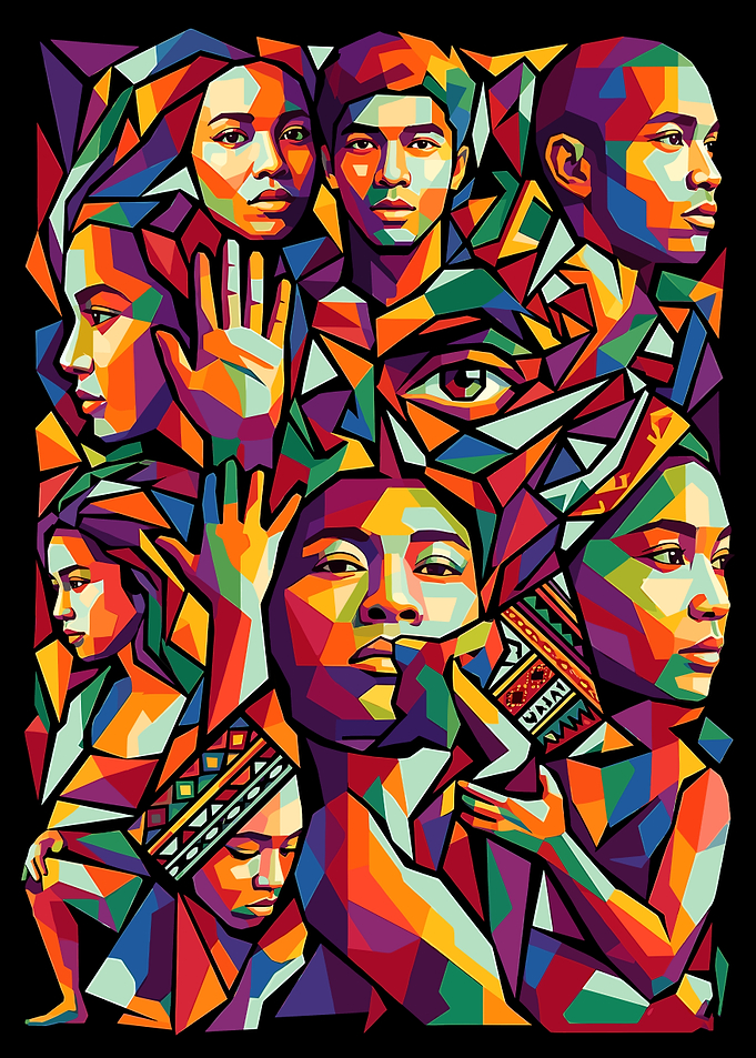 Geometric Portrait Collage of Diverse Faces