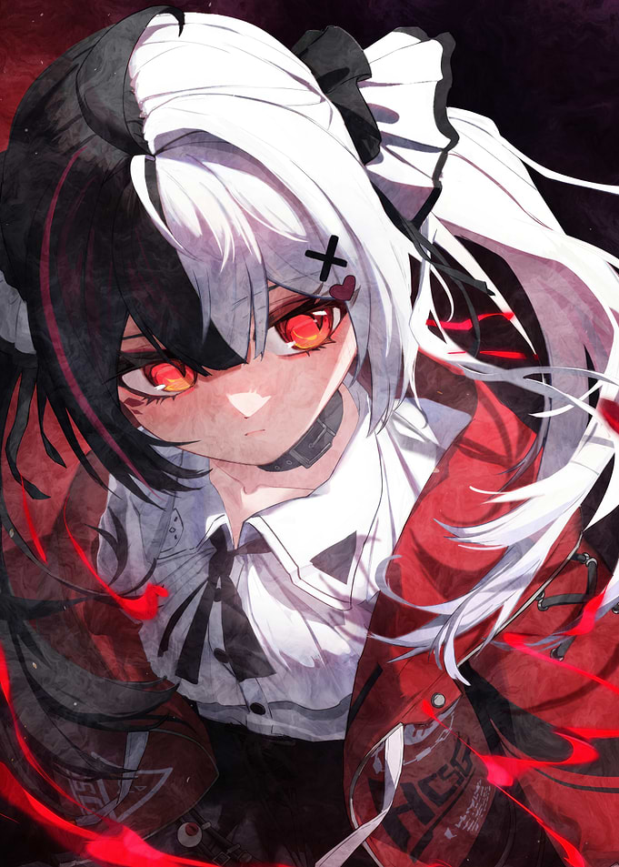 Anime Girl with Black and White Hair