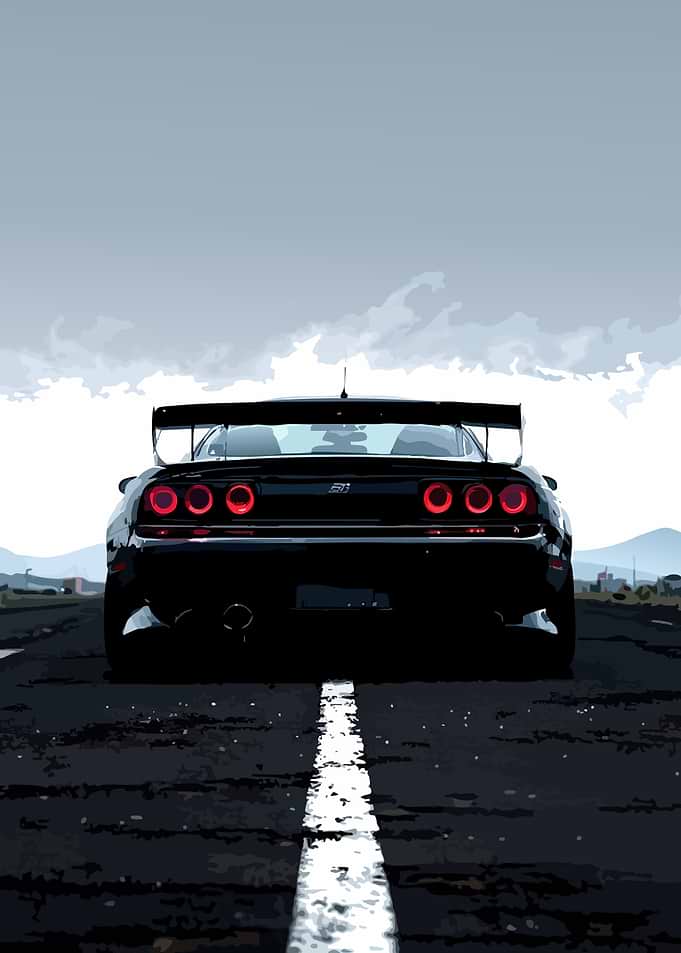 Black Sports Car Rear View