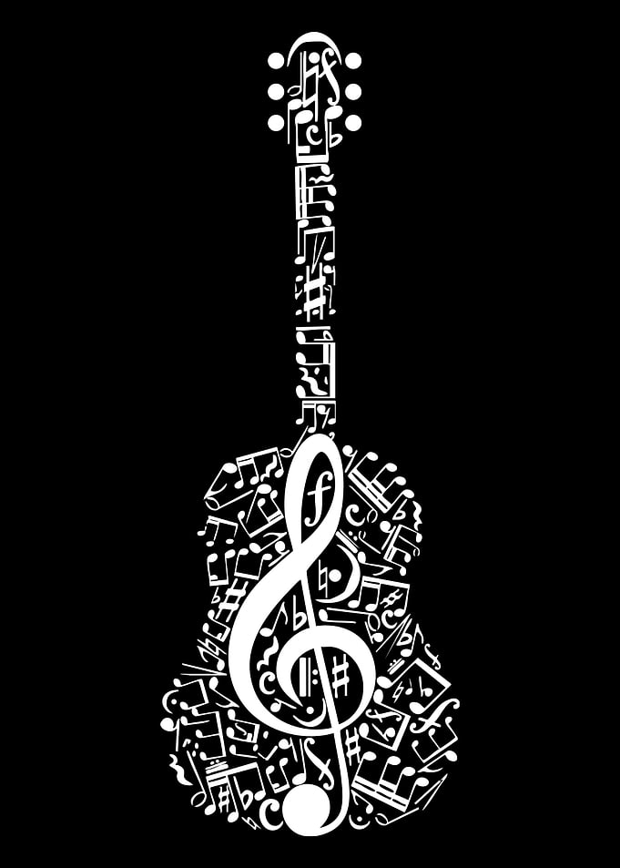 Guitar Made of Musical Notes