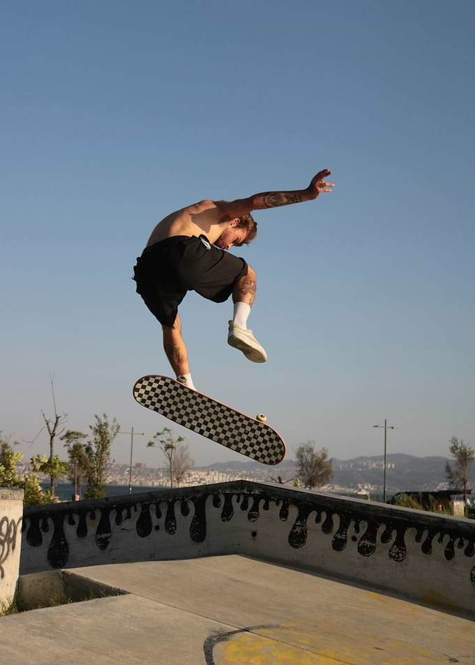 Skateboarder mid-air jump