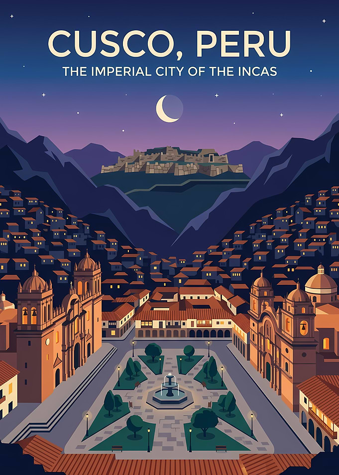 Cusco, Peru Vintage Poster