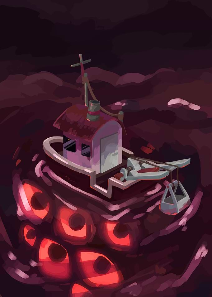 Boat on a sea of eyes