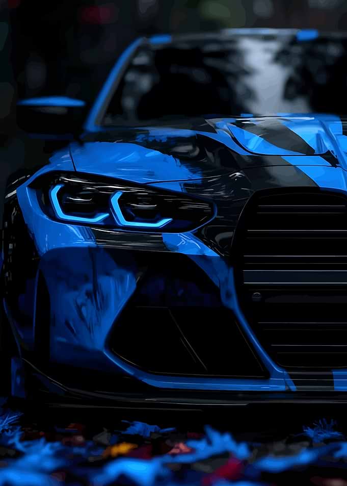 Blue and Black Camouflage Sports Car