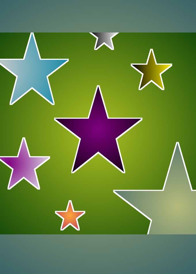 Colorful Stars on Green Background