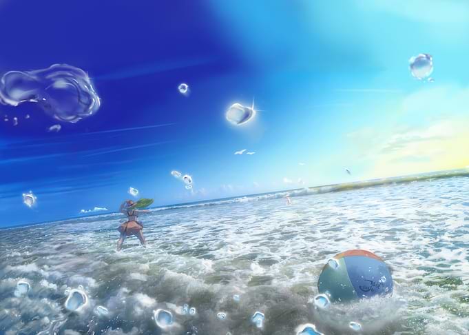 Seaside Retreat - Girl playing in the ocean with a beach ball