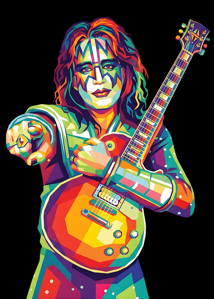 Pop Art Guitarist with Face Paint