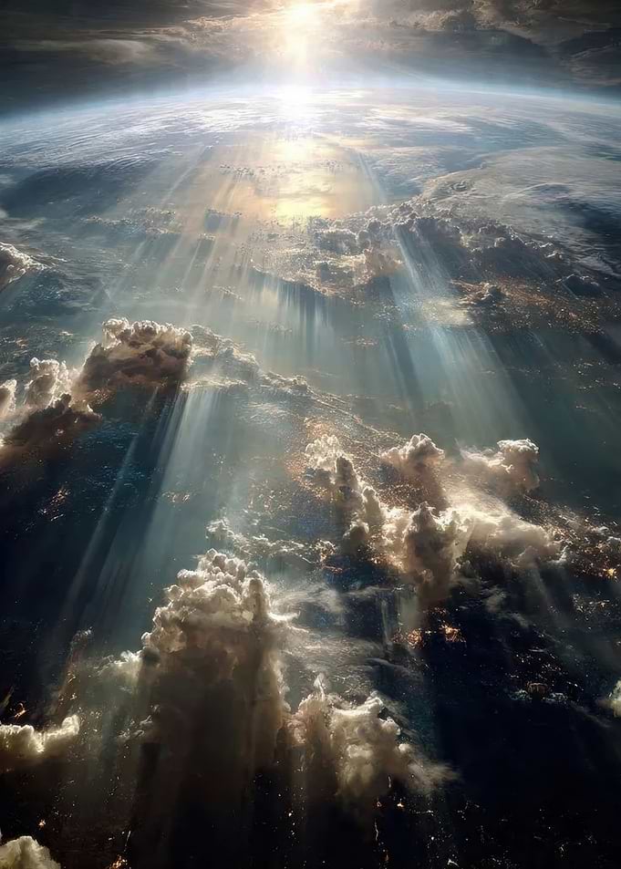 Sunbeams over Earth's Atmosphere