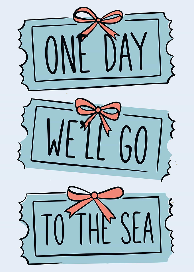 Whimsical Sea Quote Ticket Poster Cute Pastel Typography Wall Art
