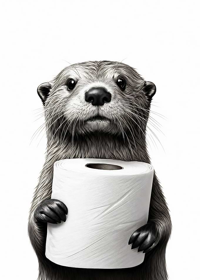 Otter Holding Toilet Paper
