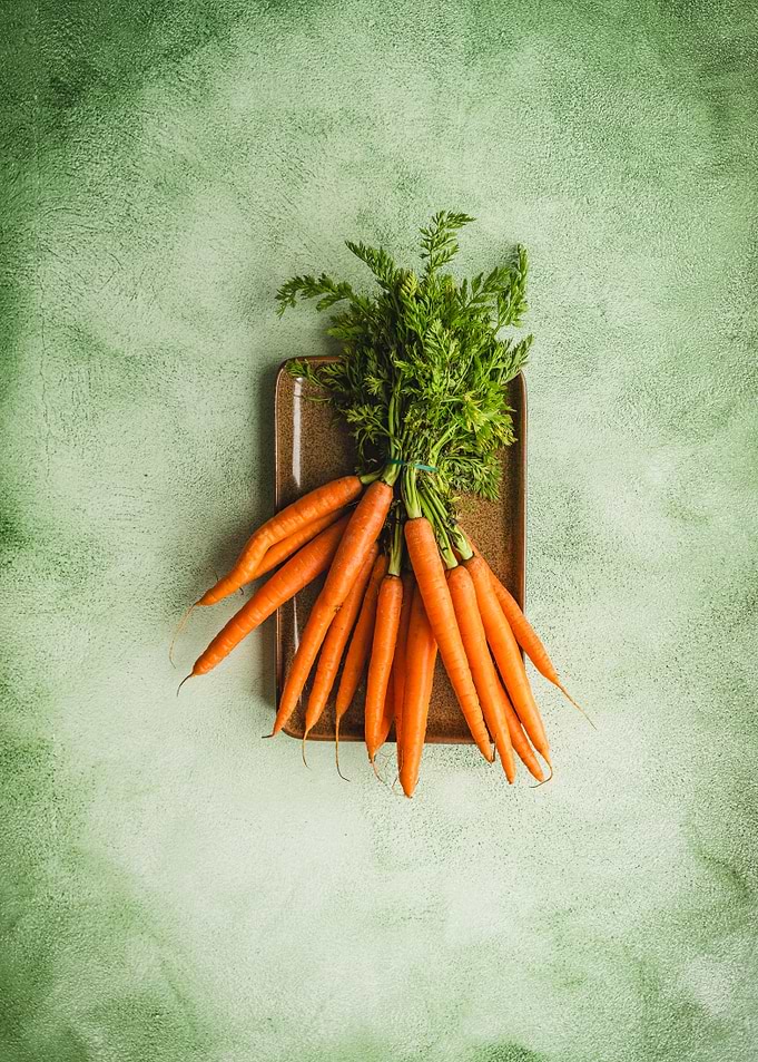 Fresh Carrots on a Tray