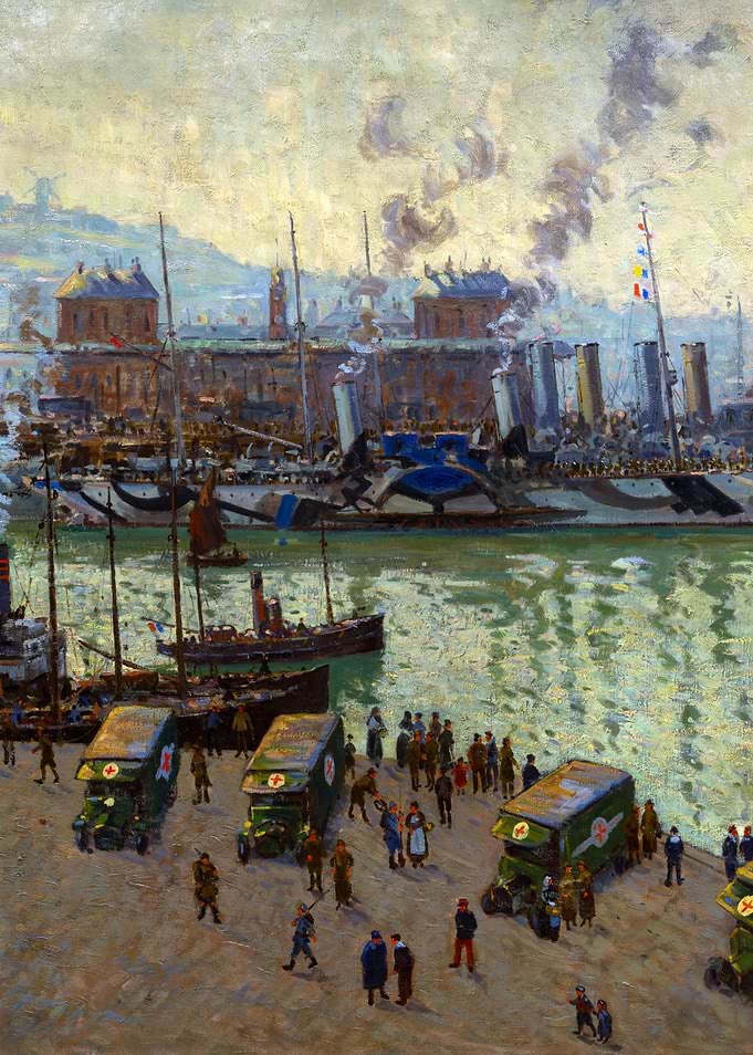Dazzled Leave Ships, Boulogne by Charles David Jones Bryant WW1 Historical Painting