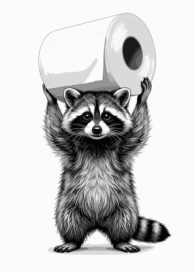 Raccoon Holding Toilet Paper