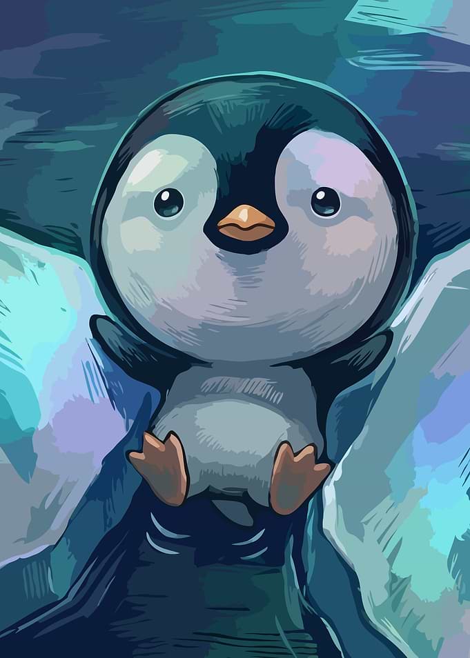 Cute Penguin on Ice