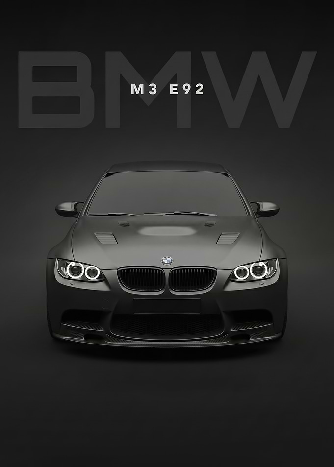 sleek bmw m3 e92 Front View poster