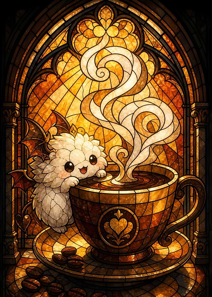 Cute Dragon with Coffee