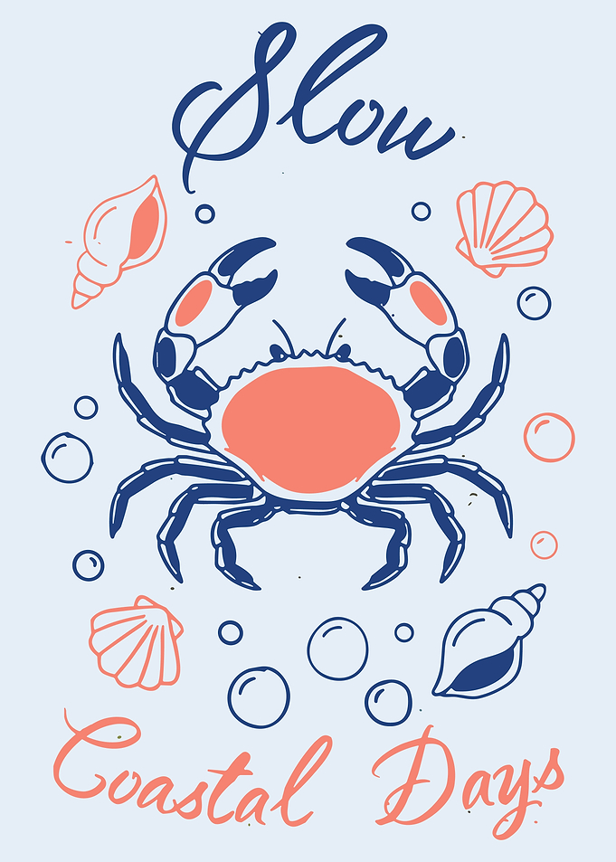 Coastal Crab Wall Art Print | Beach House Decor | Relaxing Nautical Poster