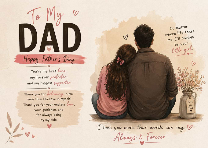 Father's Day Illustration with Heartfelt Message