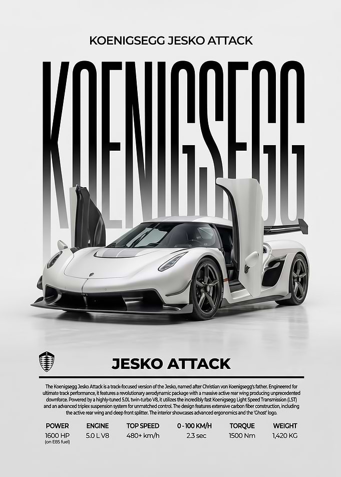 striking koenigsegg jesko attack Poster