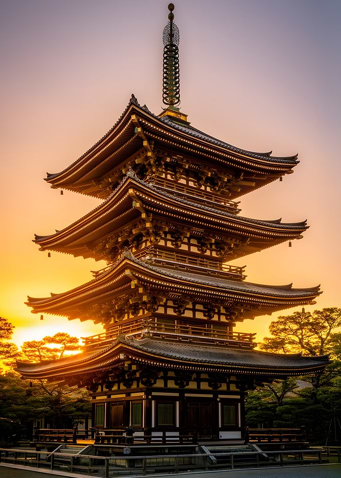 Five-Story Pagoda at Sunset