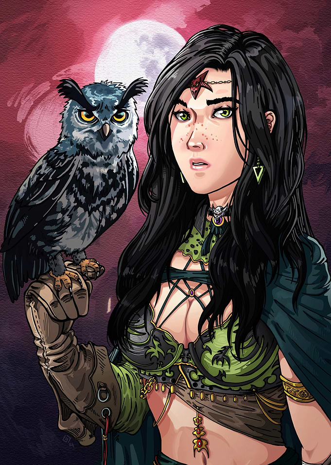 Fantasy Woman with Owl