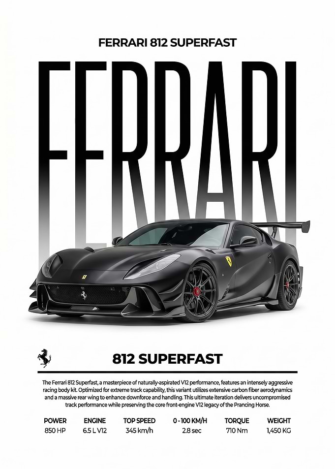 striking black ferrari 812 superfast Poster