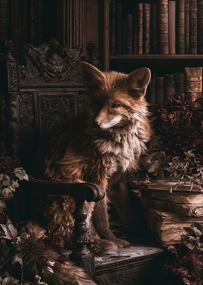 Fox in a Library Chair