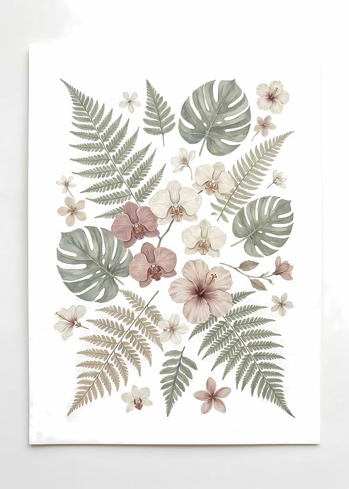 Botanical Tropical Leaves Minimalist Wall Art Print