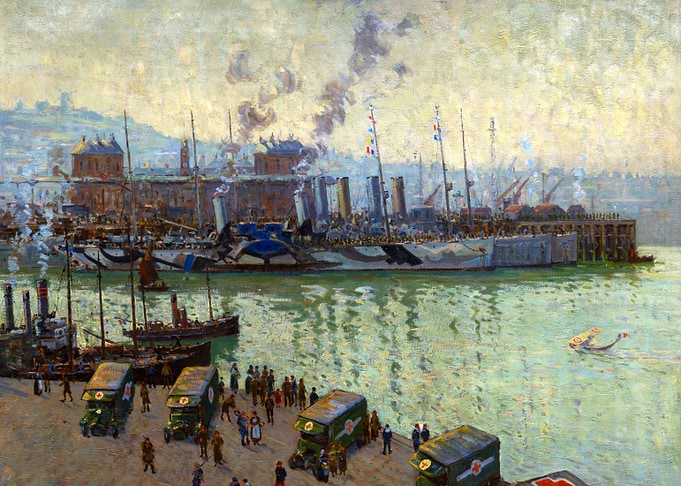 Dazzled Leave Ships, Boulogne by Charles David Jones Bryant WW1 Historical Painting