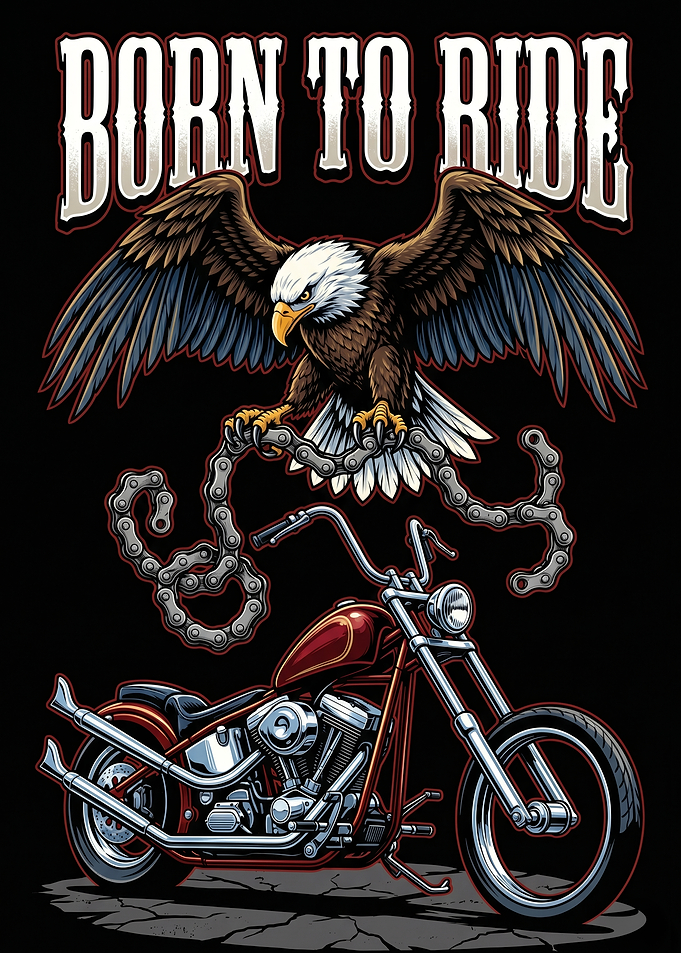 Born to Ride Eagle and Motorcycle