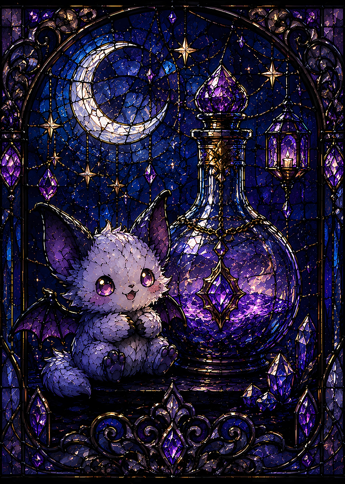 Cute Bat Creature with Magic Potion