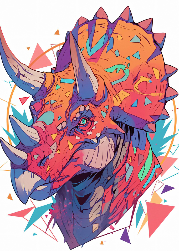Colorful Triceratops Dinosaur Head