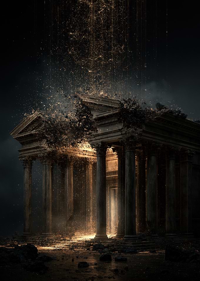 Ancient Ruins Dissolving into Light